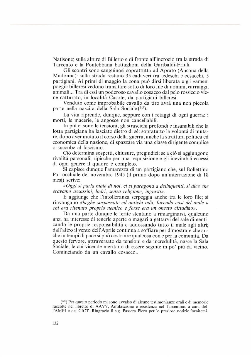 Pagina del libro Bilìris Billerio che racconta l’arrivo del cavallo cosacco