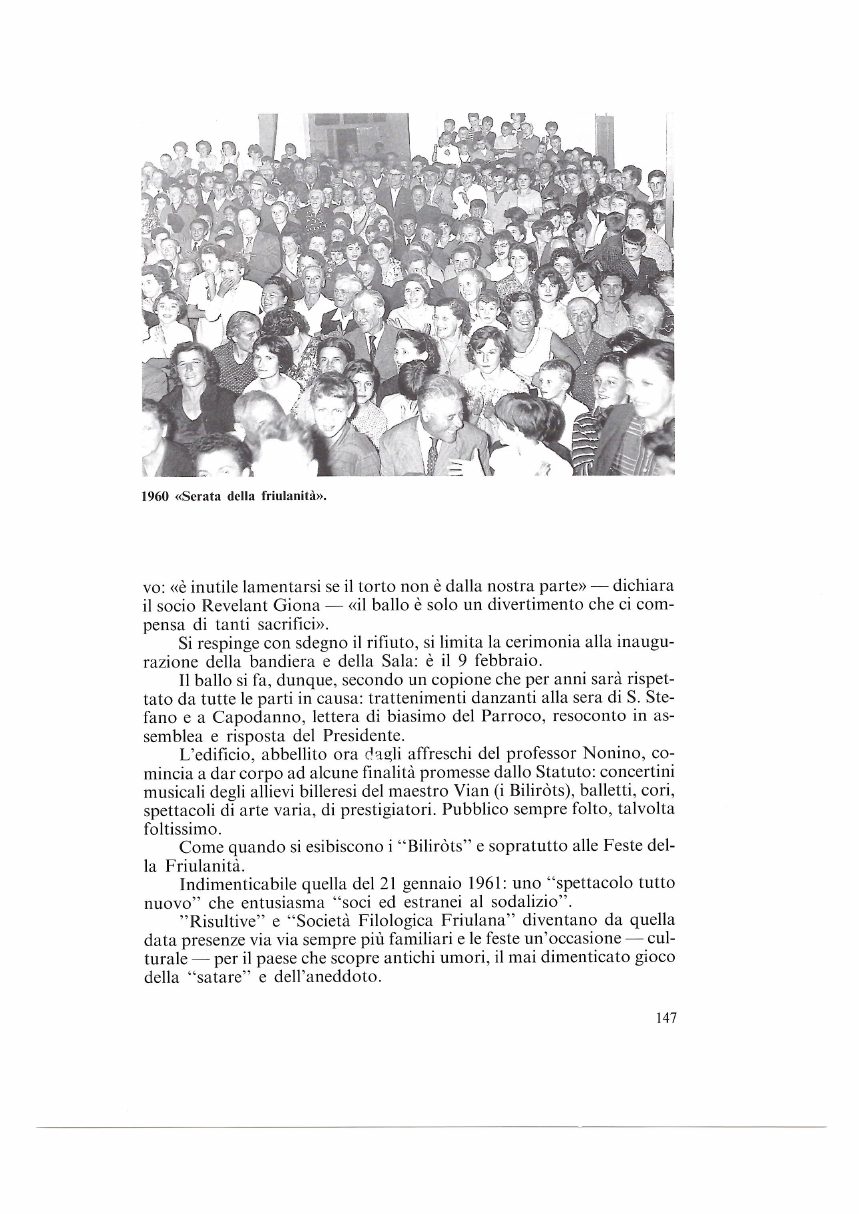 Fotografia della Serata della friulanità del 1960 nella Sala di Billerio